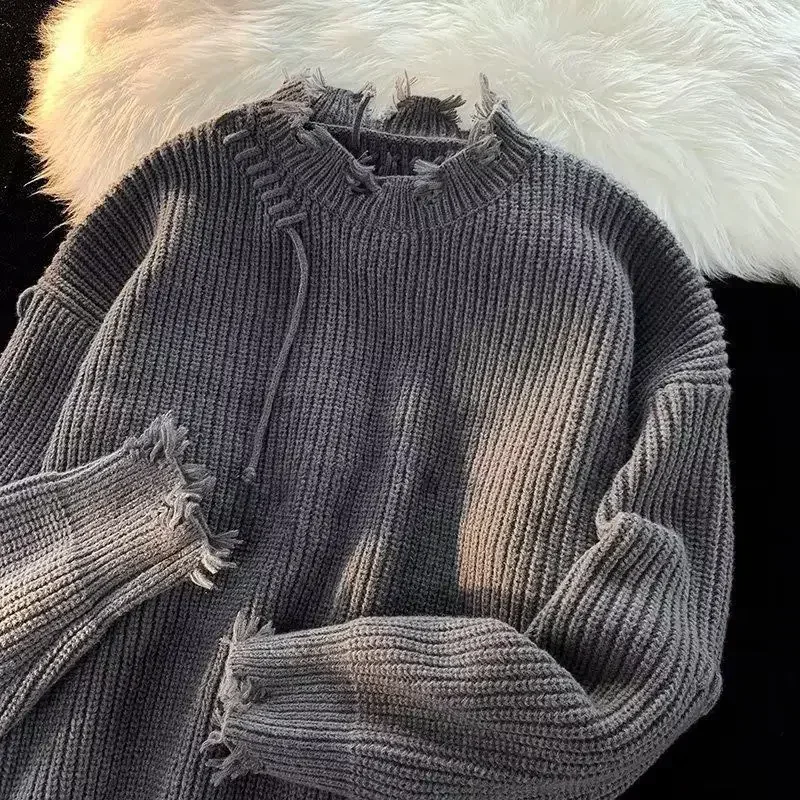Winter Clothing Korean - Men's Clothing Pullovers Beige Knit Sweater