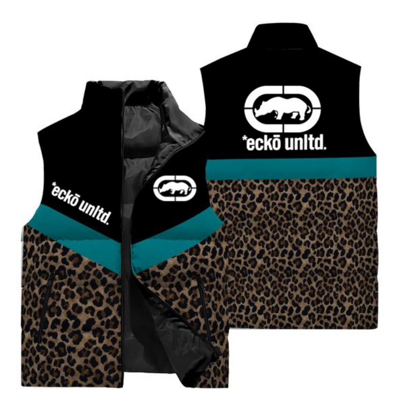Padded Vest Gilet - New Men Rhino Logo Leopard Print