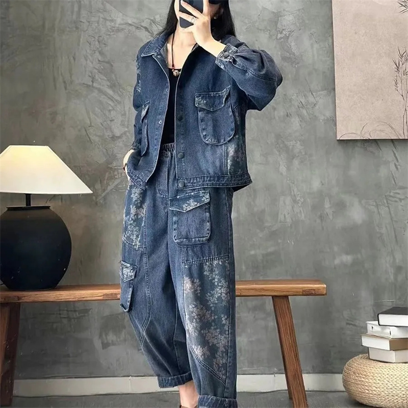 Winter Clothing Women Sale - 2025 Autumn Denim jacket Suits Plaid