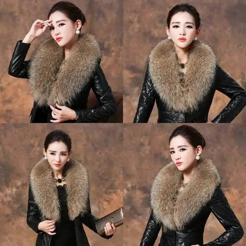 Natural Raccoon Fur Collar Rea - Winter Clothing Online 评论和价格