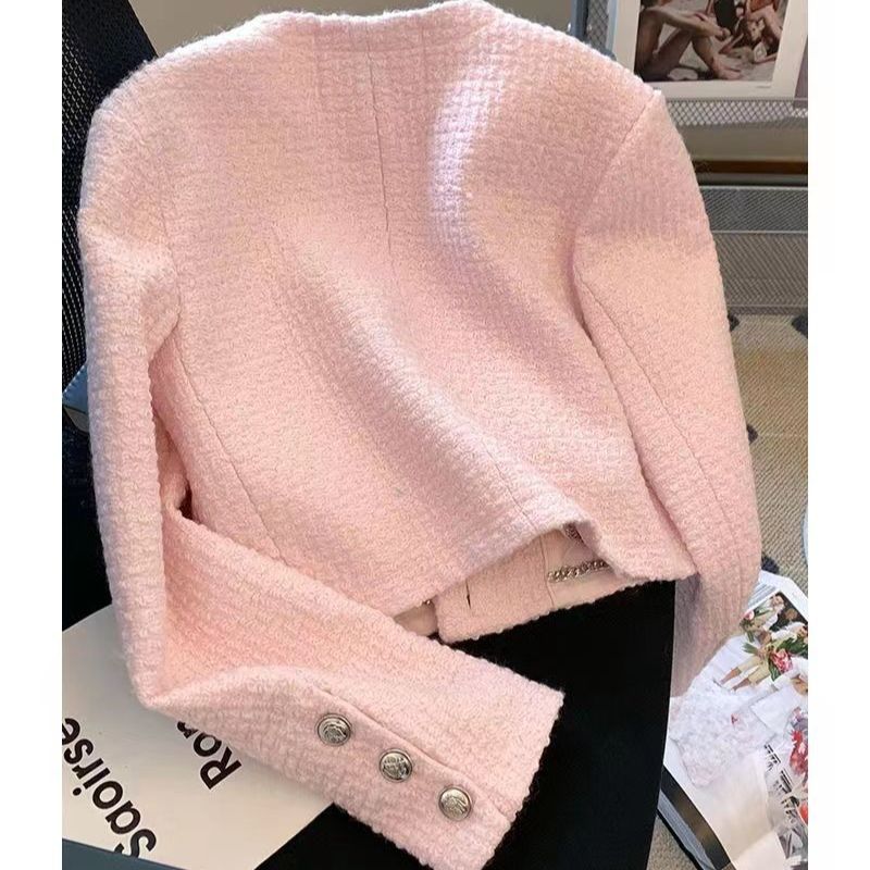 Women Tweed Fragrant Pink Jack - Jack Winter Clothing 评论和价格