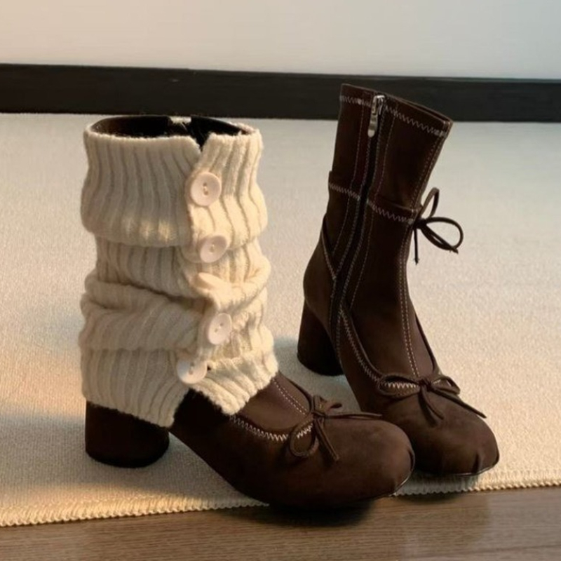 Bow High Heels Women Boots New - Winter Clothing For Women 评论和价格