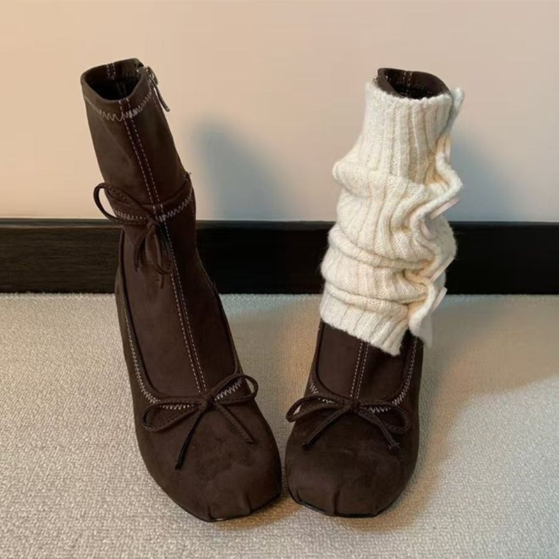 Bow High Heels Women Boots New - Winter Clothing For Women 评论和价格