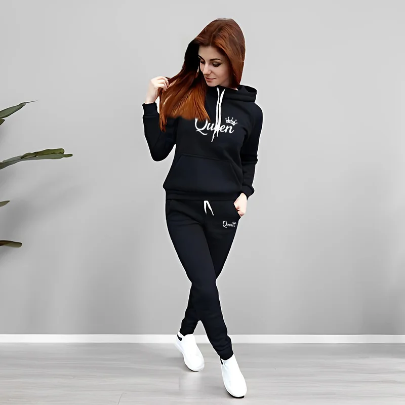 Womens Tracksuit Queen Letter  - Winter Clothing For Women 评论和价格