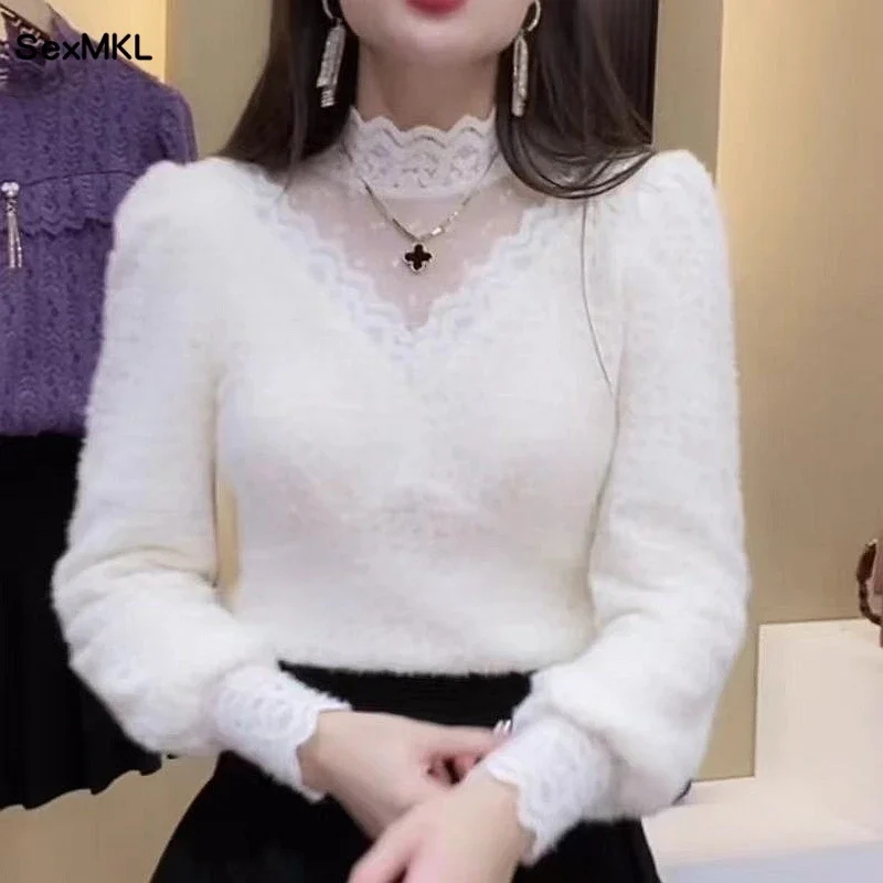 Autumn Winter Lace Tops Blouse - Winter Clothing Factory Outlet 评论和价格