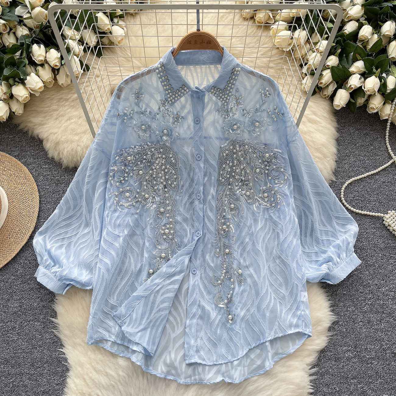 Women's Shiny Button Shirt Spr - Winter Clothing Korean 评论和价格