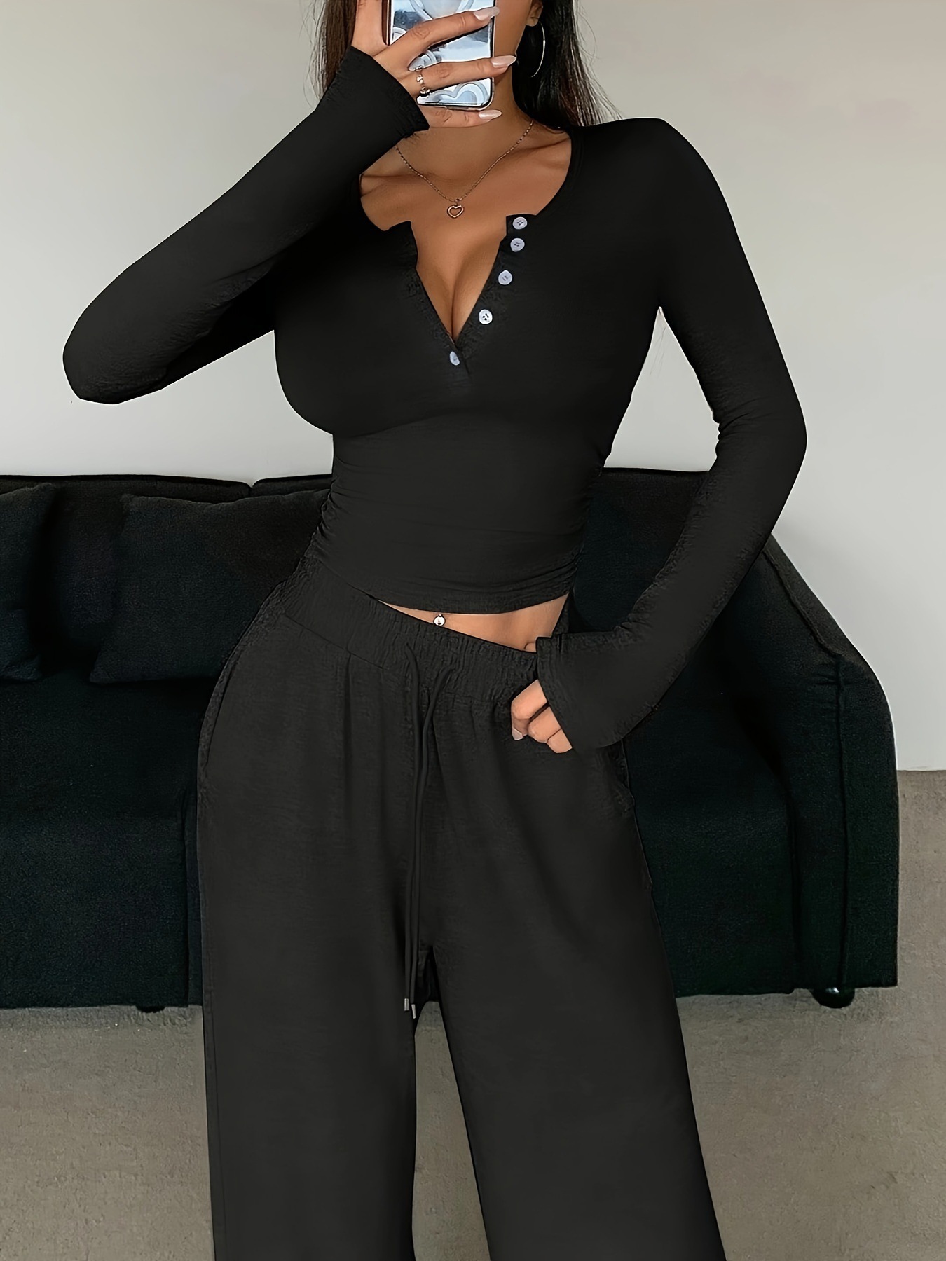 Solid Color Pant Sets Autumn W - Winter Clothing Factory Outlet 评论和价格