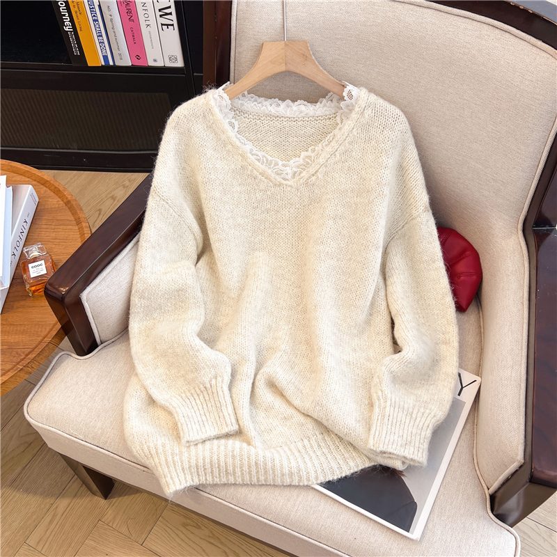 Women's Autumn Winter Lace V-n - Winter Clothing Korean 评论和价格