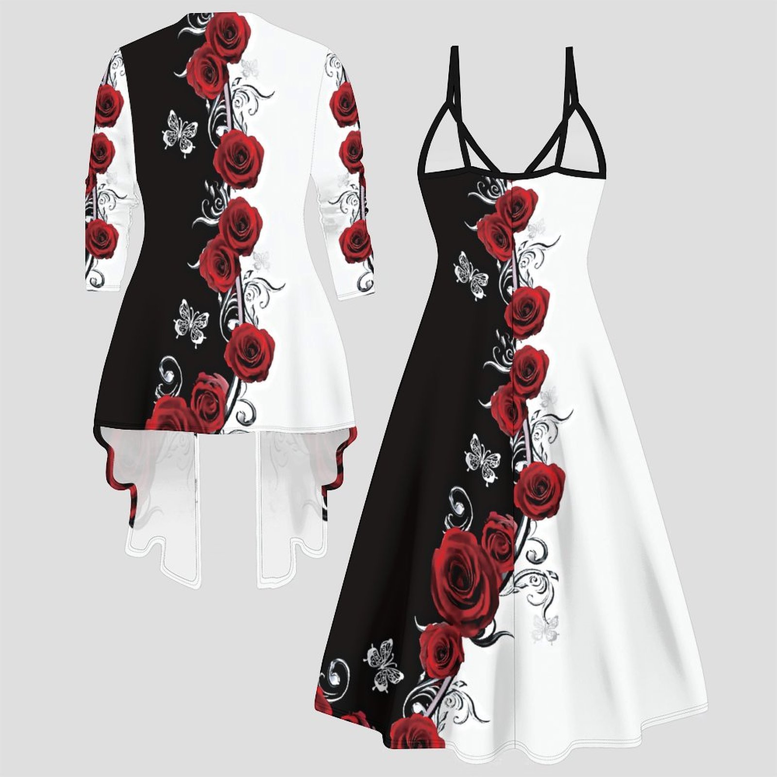 Print Two Piece Set Women Midi - Winter Clothing Online 评论和价格